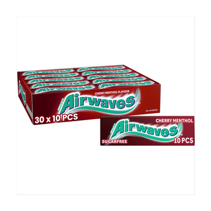 AIRWAVES Cherry Menthol flavour Sugar Free Chewing Gum 10 Pieces - UK Food & Drink - 42102120