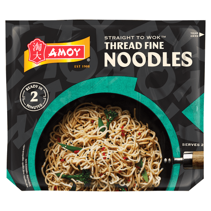 Amoy Straight to Wok Thread Fine Noodles 2 x 150g (300g) - UK Food & Drink - 5010928391505