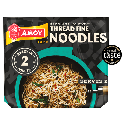 Amoy Straight to Wok Thread Fine Noodles 2 x 150g (300g) - UK Food & Drink - 5010928391505