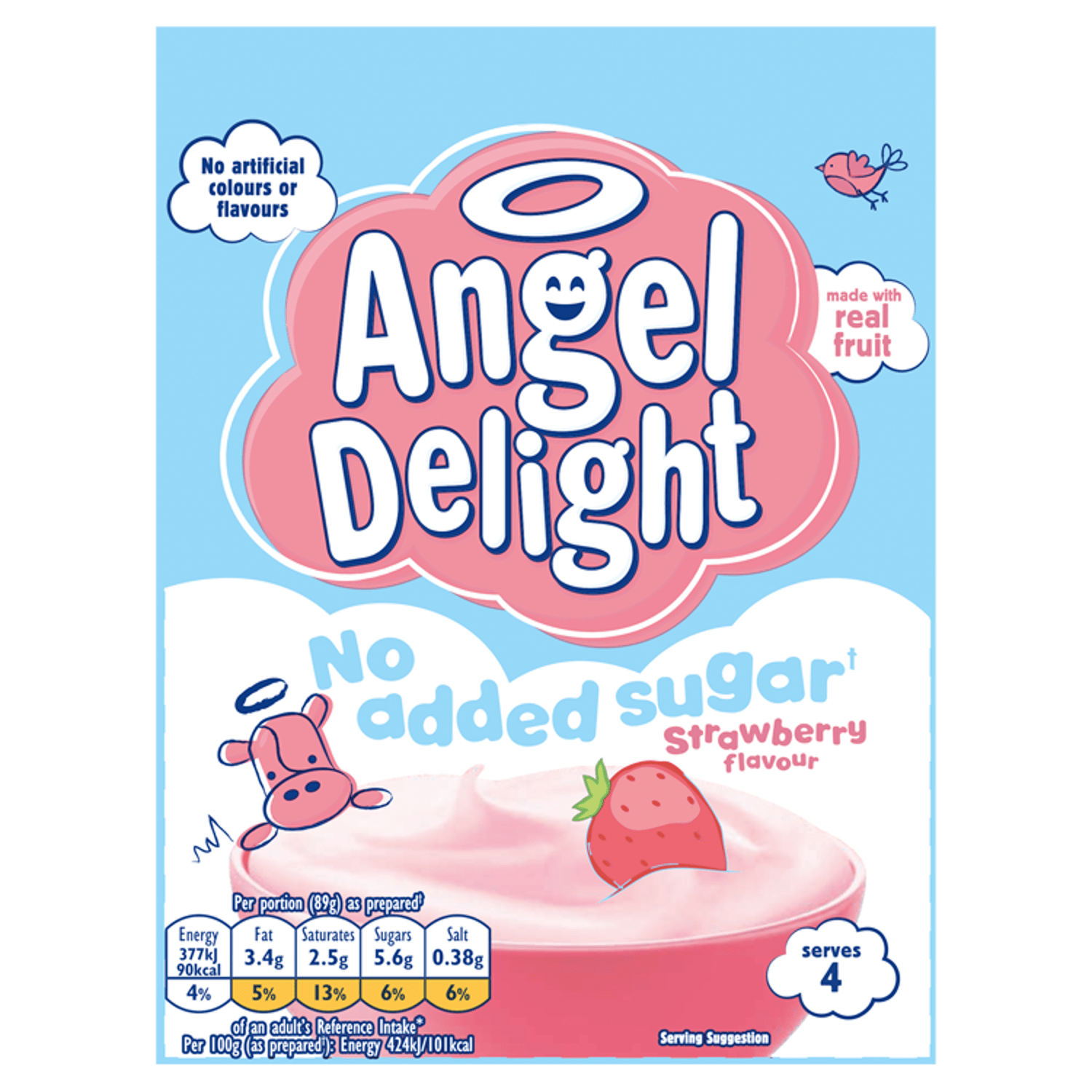 Angel Delight Strawberry No Added Sugar Instant Dessert 47g - UK Food & Drink - 5000354770050