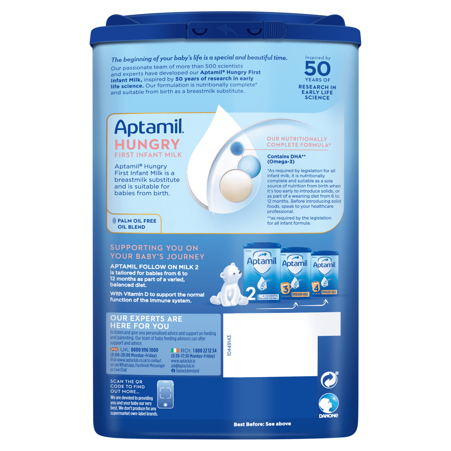 Aptamil Hungry Infant Milk from Birth - 6 Months 800g - UK Food & Drink - 5051594006836