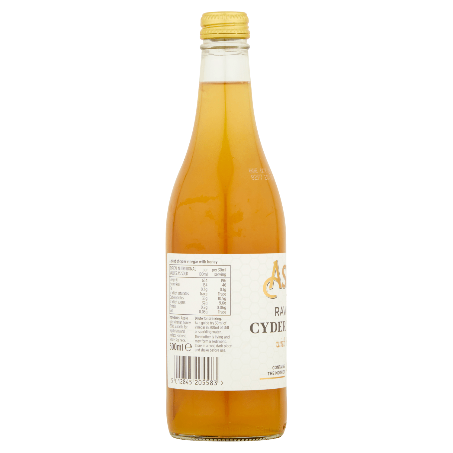 Aspall Raw Apple Cyder Vinegar with Honey 500ml - UK Food & Drink - 5012845205583