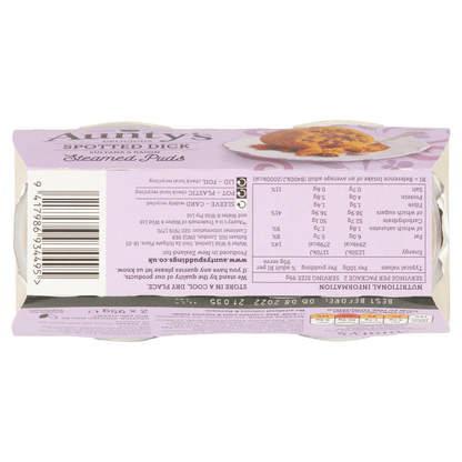 Aunty's Delicious Spotted Dick Sultana & Raisin Steamed Puds 2 x 95g - UK Food & Drink - 9417986934495