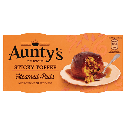 Aunty's Delicious Sticky Toffee Steamed Puds 2 x 95g - UK Food & Drink - 9417986934556