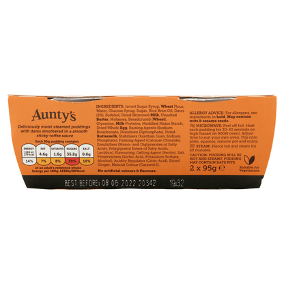 Aunty's Delicious Sticky Toffee Steamed Puds 2 x 95g - UK Food & Drink - 9417986934556