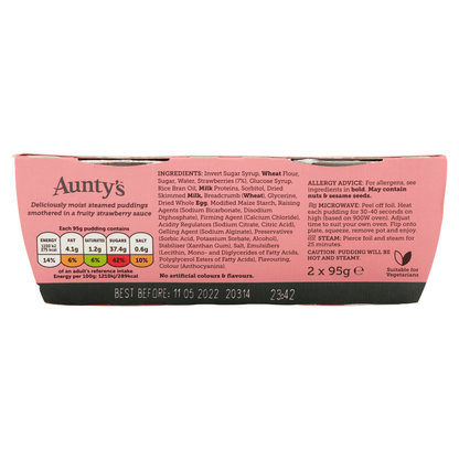 Aunty's Delicious Strawberry Steamed Puds 2 x 95g - UK Food & Drink - 9417986934891