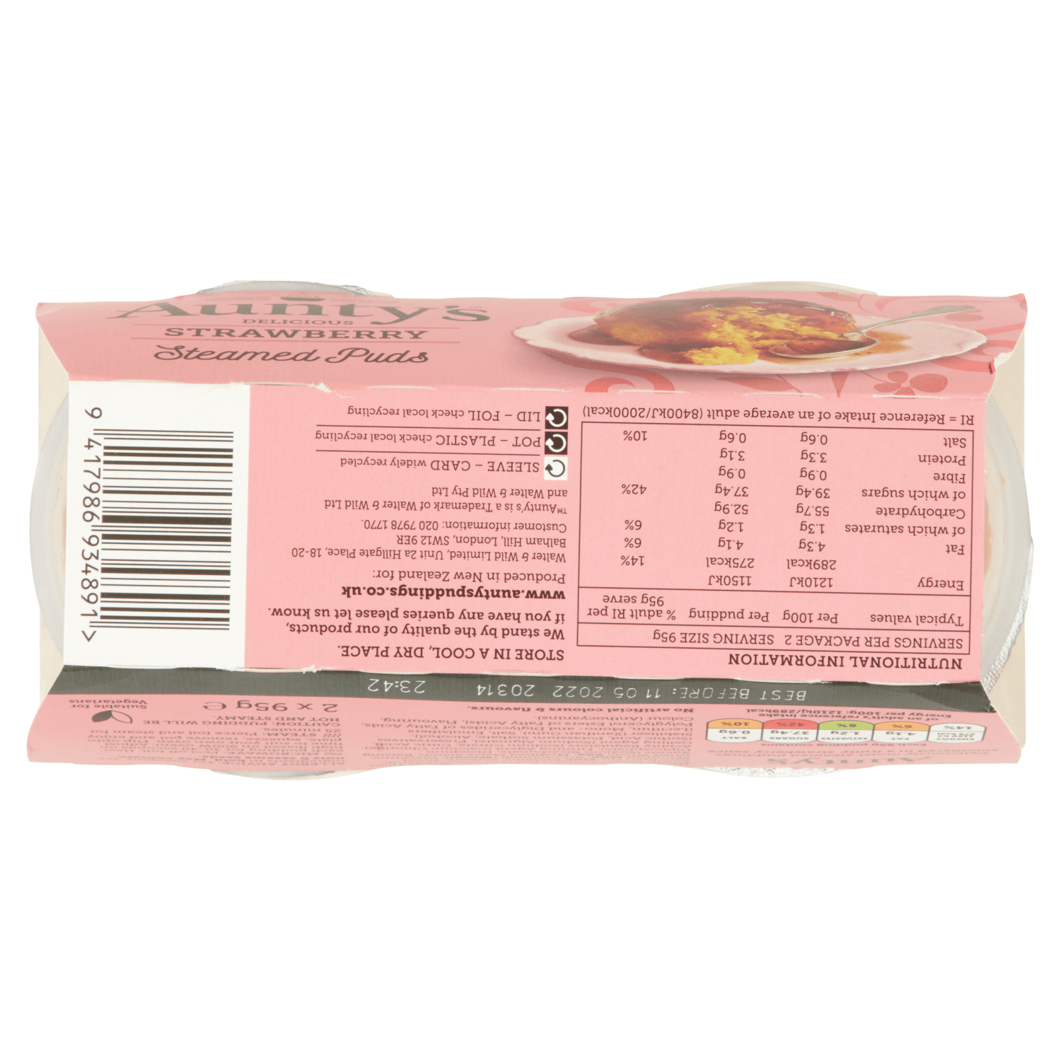 Aunty's Delicious Strawberry Steamed Puds 2 x 95g - UK Food & Drink - 9417986934891