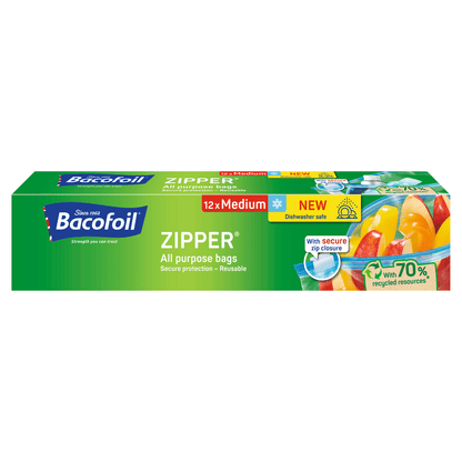 Bacofoil Zipper All Purpose Bags 12x Medium - UK Food & Drink - 5023139861118
