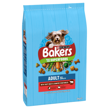 Bakers Adult with Tasty Beef & Country Vegetables 3kg - UK Food & Drink - 7613036289757