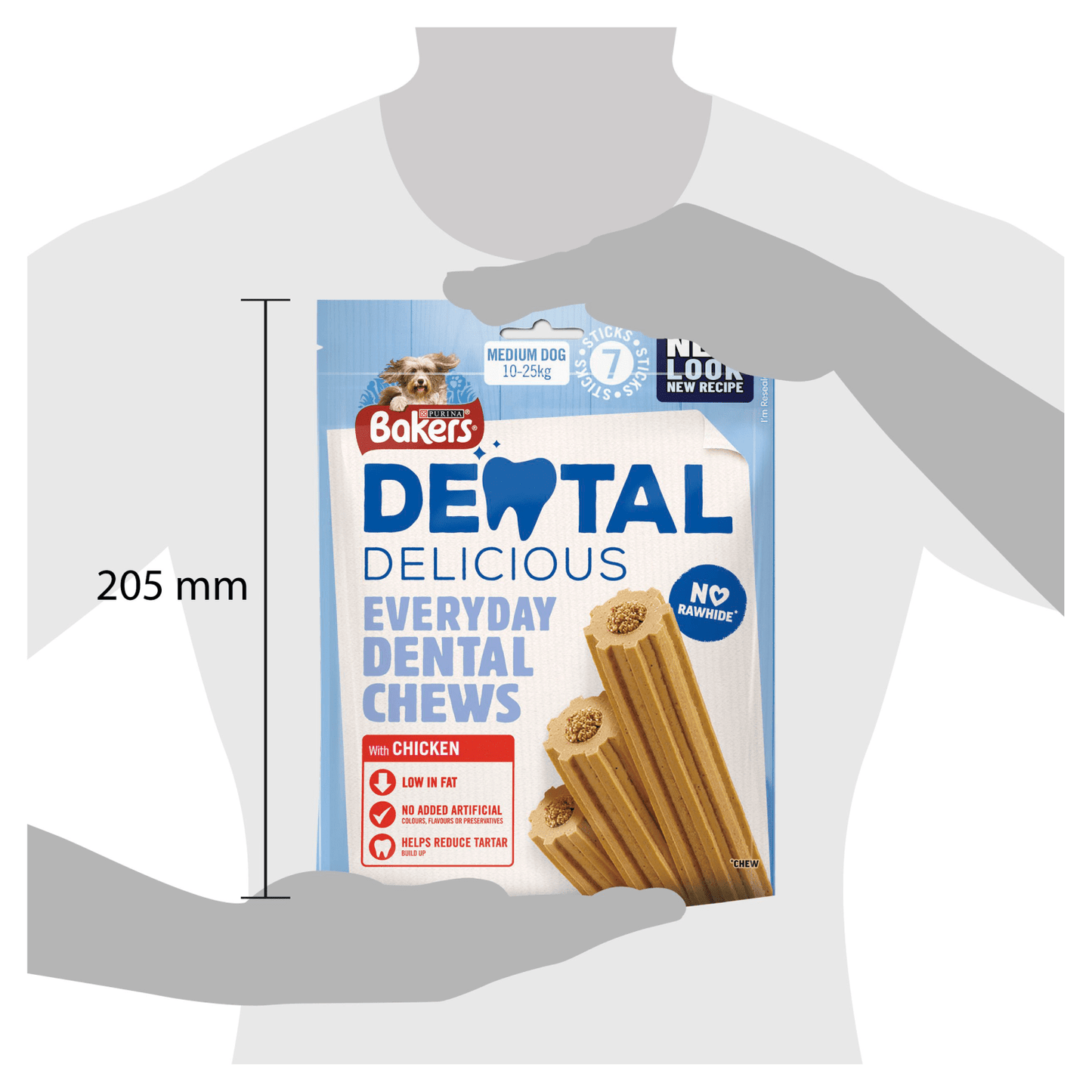 Bakers Dental Delicious Adult Medium Dog Treat with Chicken 7 Sticks 200g - UK Food & Drink - 7613032717629