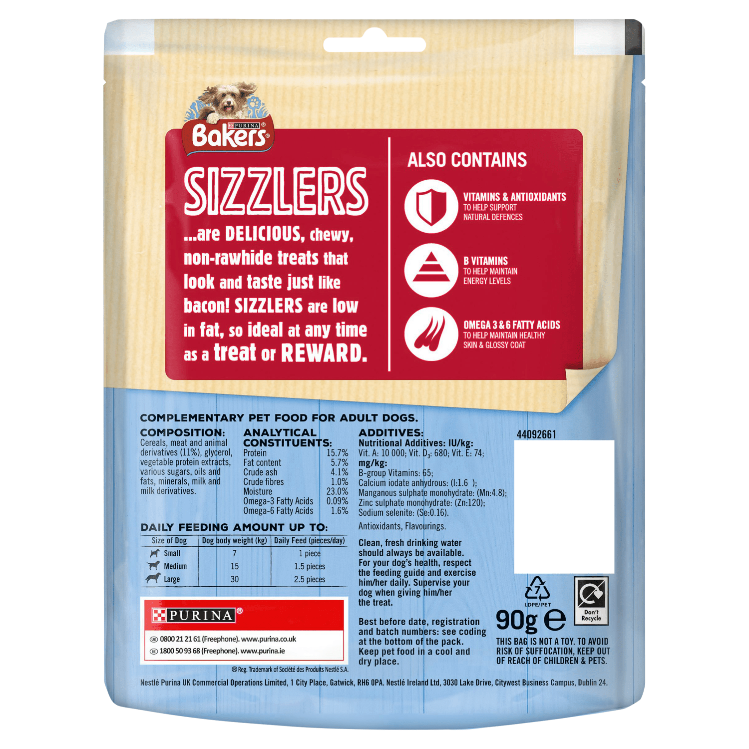 Bakers Dog Treats Bacon Sizzlers 90g - UK Food & Drink - 7613036968782