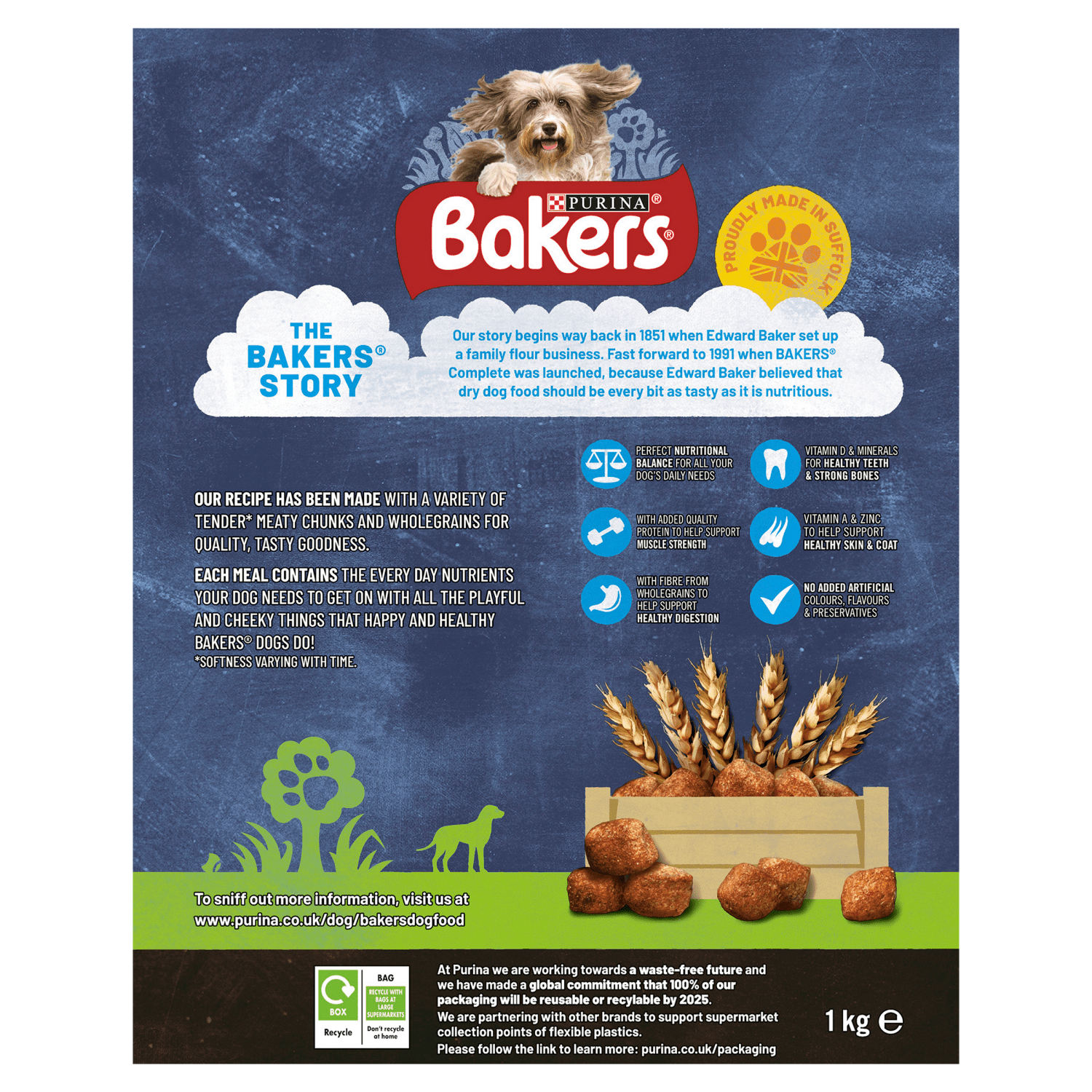 Bakers Meaty Meals Adult Dog Food with Beef 1kg - UK Food & Drink - 7613033401107
