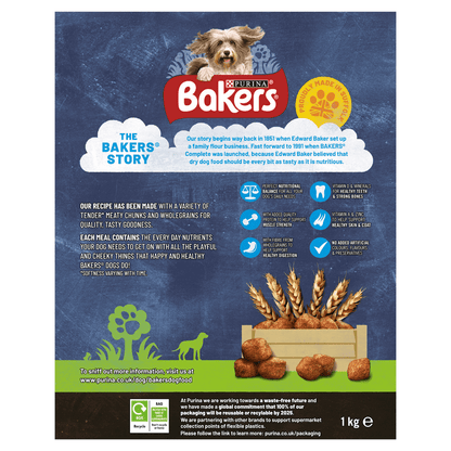 Bakers Meaty Meals Adult Dog Food with Beef 1kg - UK Food & Drink - 7613033401107