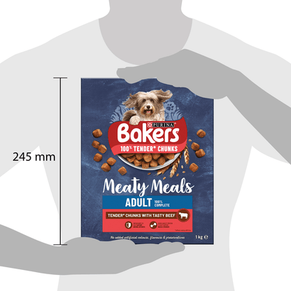 Bakers Meaty Meals Adult Dog Food with Beef 1kg - UK Food & Drink - 7613033401107