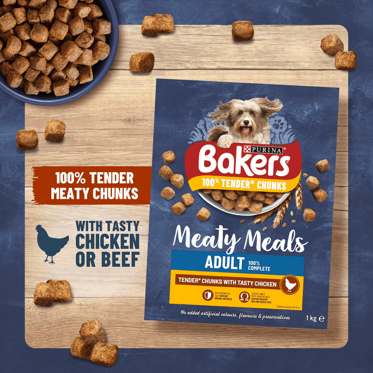 Bakers Meaty Meals Adult Dog Food with Beef 1kg - UK Food & Drink - 7613033401107