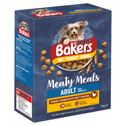 Bakers Meaty Meals Adult Dog Food with Chicken 1kg - UK Food & Drink - 7613033401121