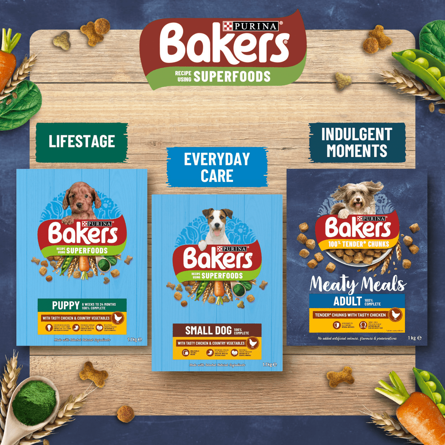 Bakers Meaty Meals Adult Dog Food with Chicken 1kg - UK Food & Drink - 7613033401121