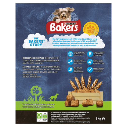 Bakers Meaty Meals Adult Dog Food with Chicken 1kg - UK Food & Drink - 7613033401121
