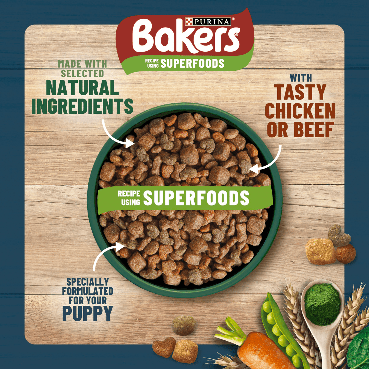 BAKERS Puppy Chicken with Vegetables Dry Dog Food 1.1kg - UK Food & Drink - 7613036288606