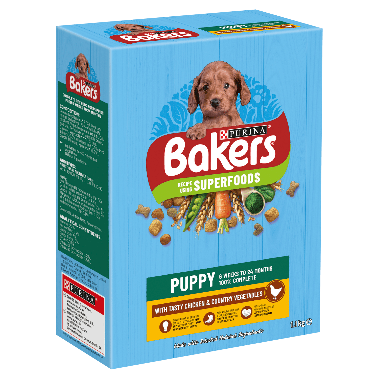 BAKERS Puppy Chicken with Vegetables Dry Dog Food 1.1kg - UK Food & Drink - 7613036288606