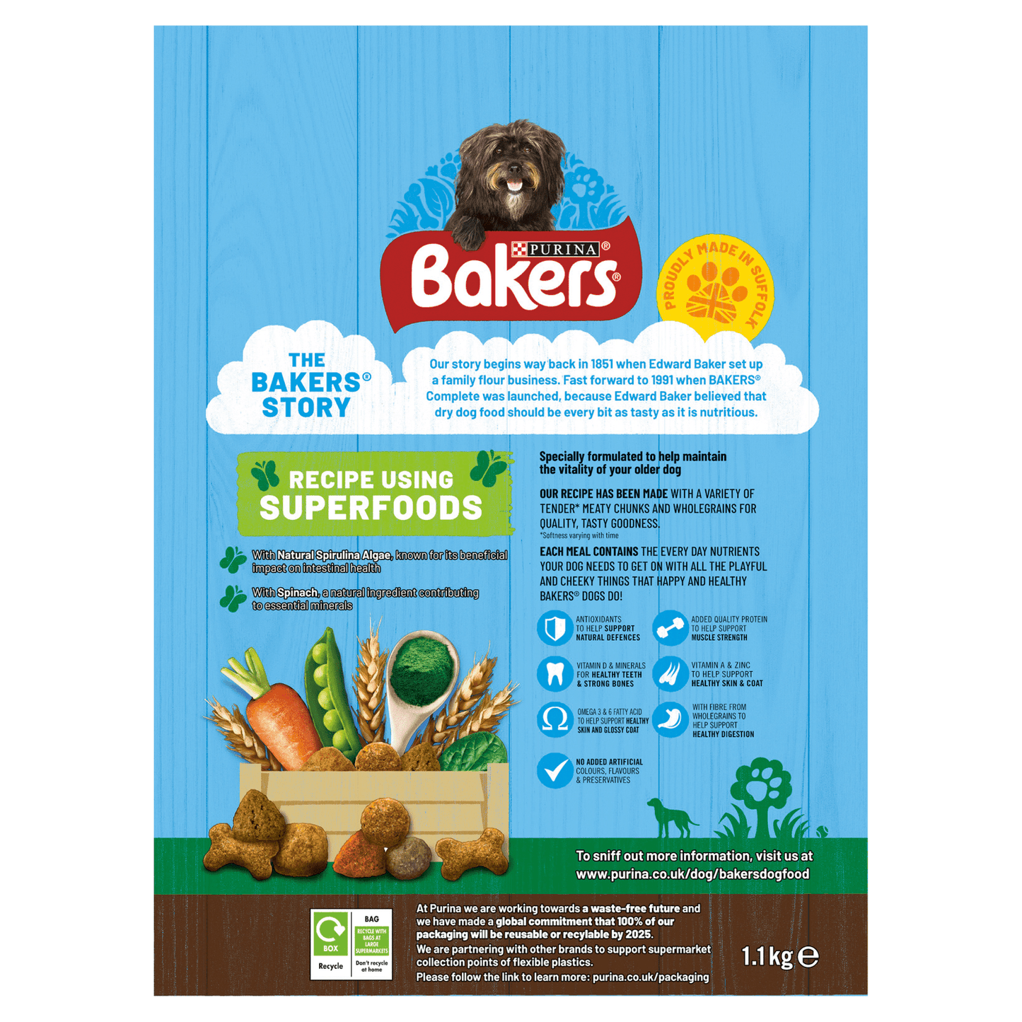 BAKERS Senior Chicken With Vegetables Dry Dog Food 1.1kg - UK Food & Drink - 7613036287715
