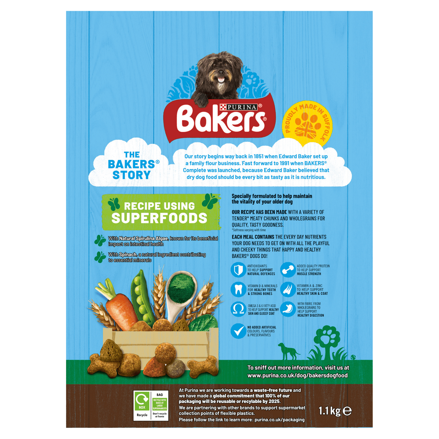 BAKERS Senior Chicken With Vegetables Dry Dog Food 1.1kg - UK Food & Drink - 7613036287715