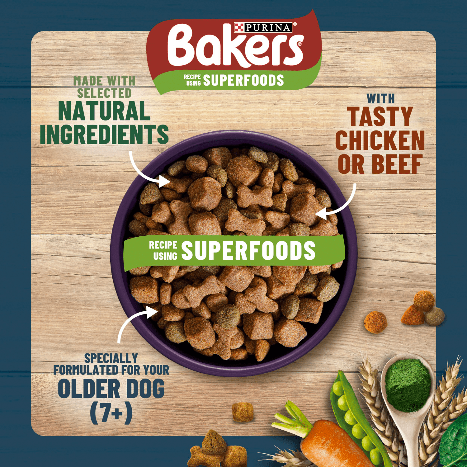 BAKERS Senior Chicken With Vegetables Dry Dog Food 1.1kg - UK Food & Drink - 7613036287715