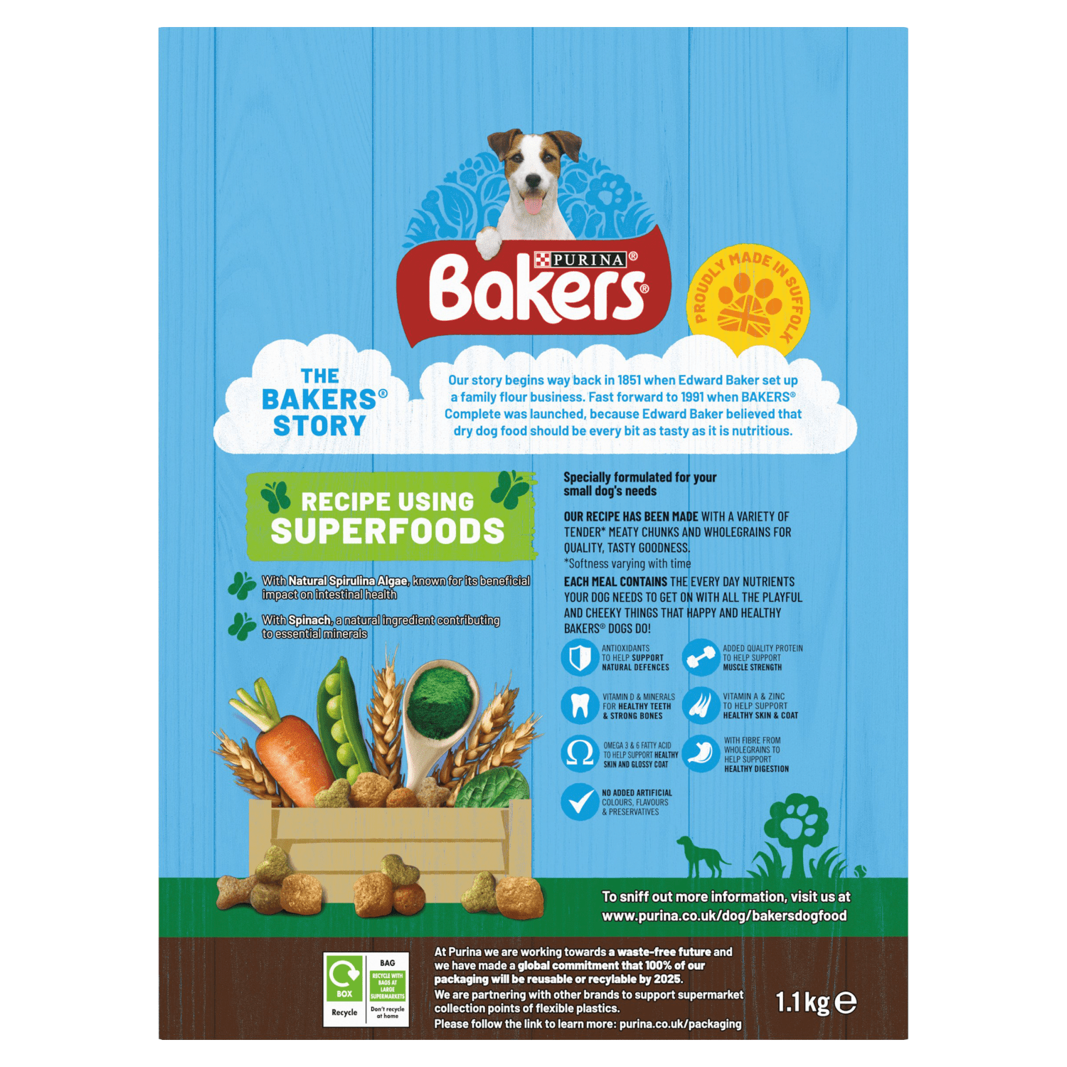 Bakers Small Dog with Tasty Chicken & Country Vegetables 1.1kg - UK Food & Drink - 7613036288477