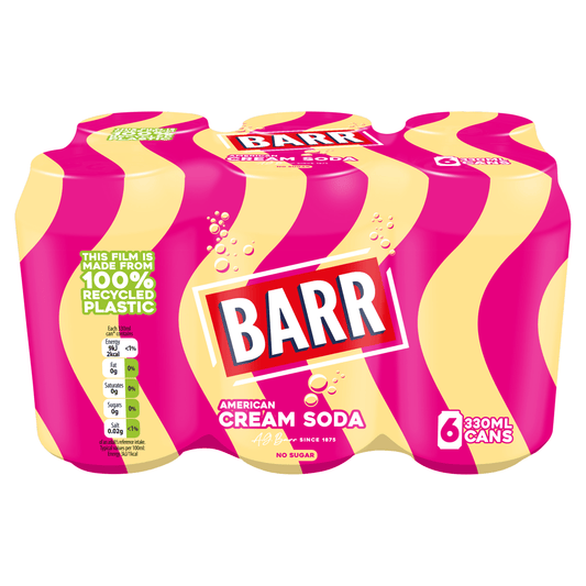 Barr American Cream Soda Cans 6 x 330ml - UK Food & Drink - 5000382110095