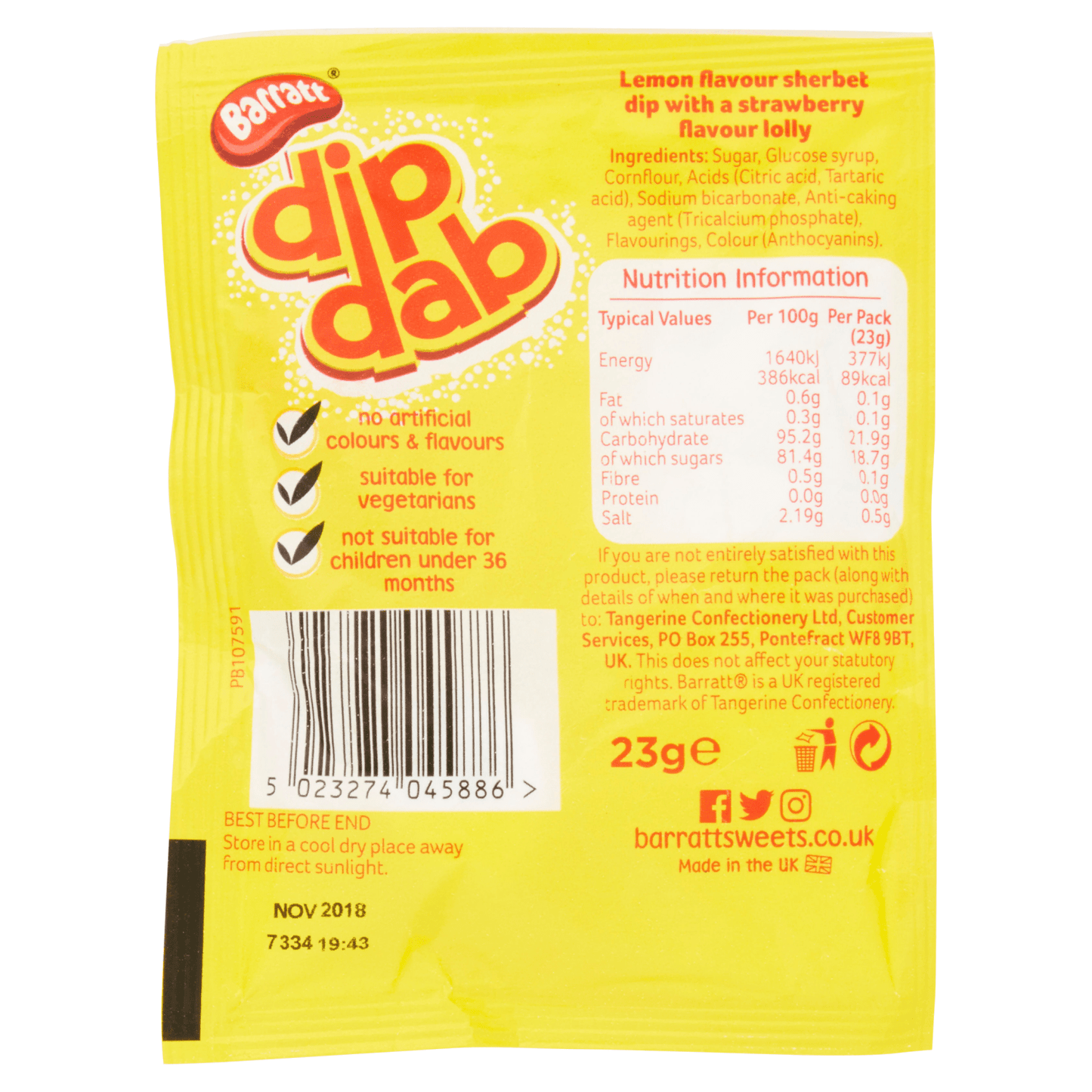 Barratt Dip Dab 23g - UK Food & Drink - 5023274045886