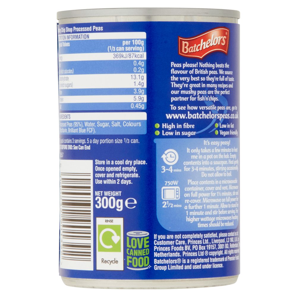 Batchelors Chip Shop Style Mushy Peas 300g - UK Food & Drink - 5000232901392