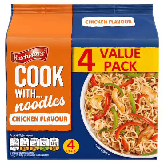 Batchelors Cook with Noodles Chicken Flavour 4 x 60g (240g) - UK Food & Drink - 5000354923630