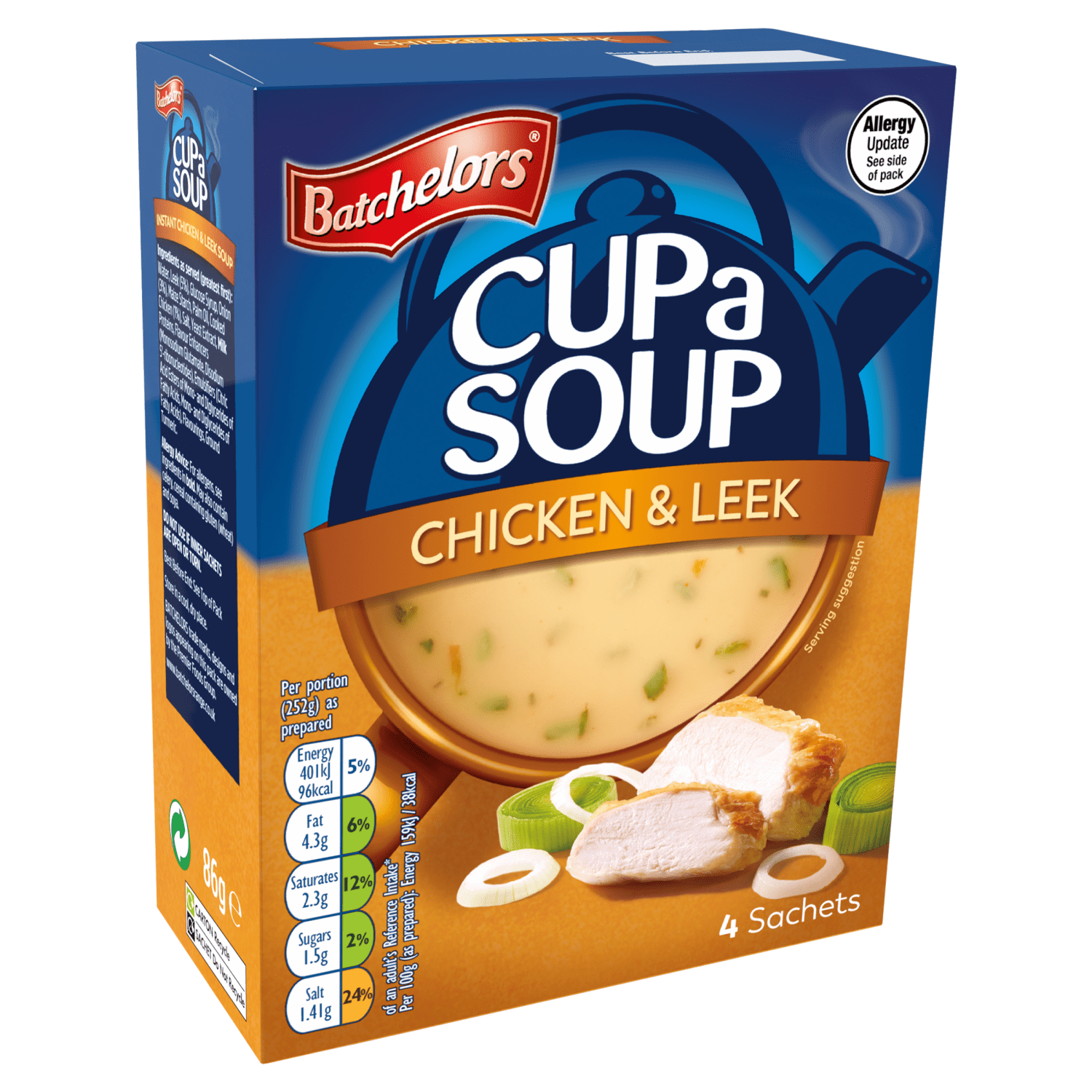 Batchelor's Cup a Soup Chicken & Leek 4 Sachets 86g - UK Food & Drink - 5000354402715