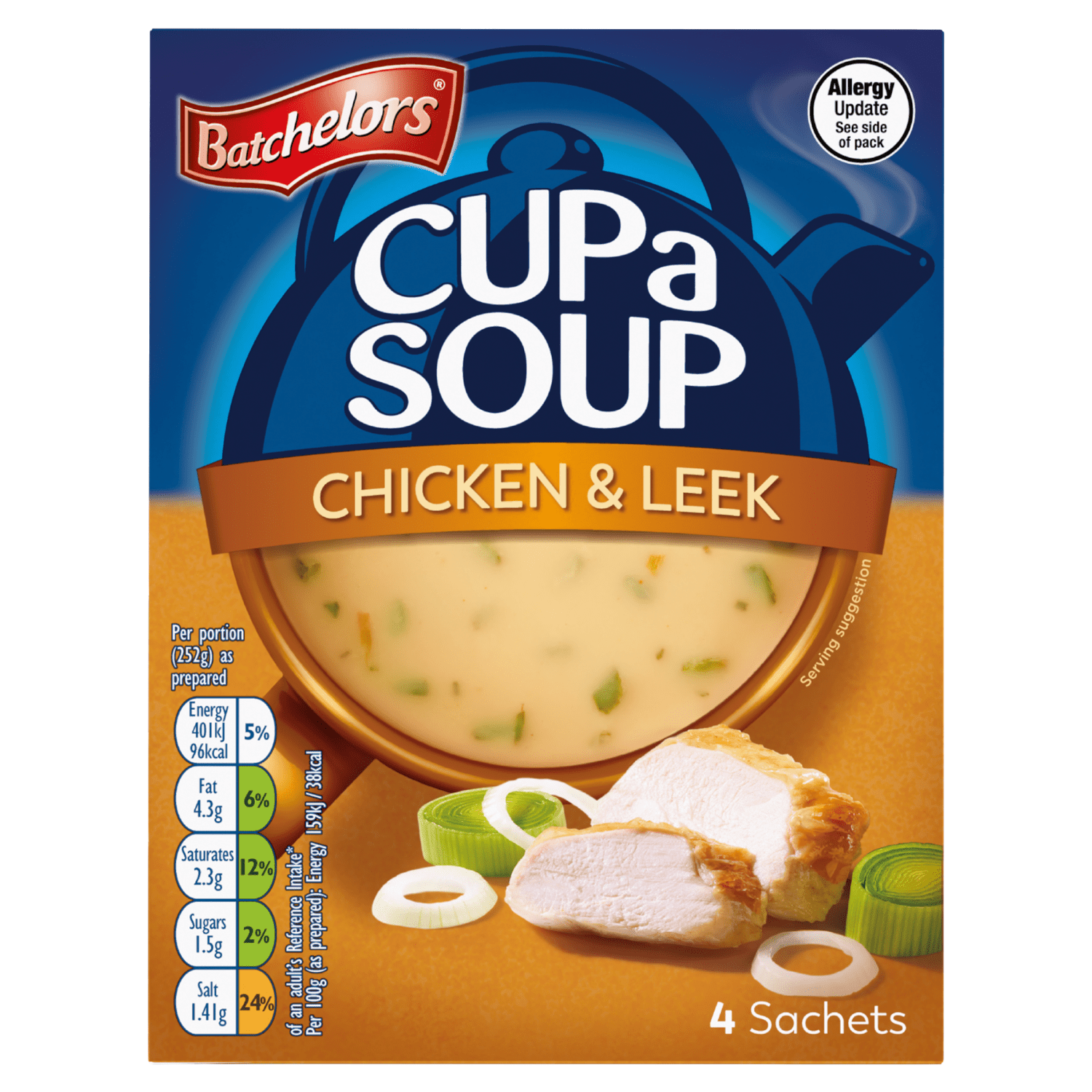 Batchelor's Cup a Soup Chicken & Leek 4 Sachets 86g - UK Food & Drink - 5000354402715