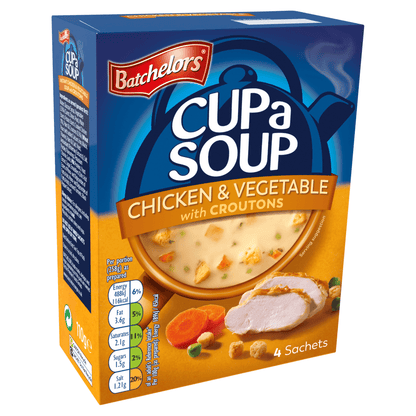 Batchelors Cup a Soup Chicken & Vegetable with Croutons 4 Sachets 110g - UK Food & Drink - 5000175409054