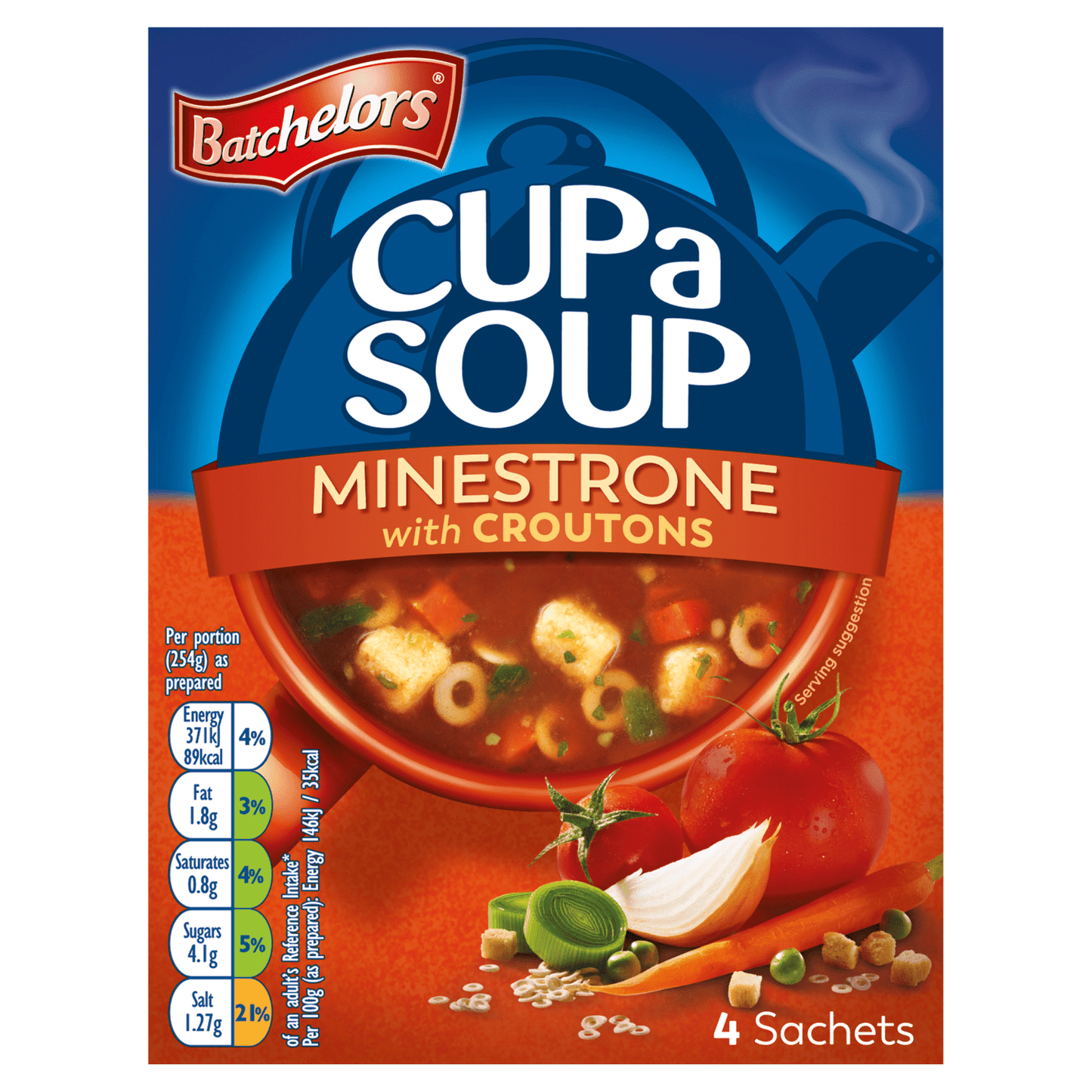 Batchelors Cup a Soup Minestrone with Croutons 4 Sachets 94g - UK Food & Drink - 5000175409122