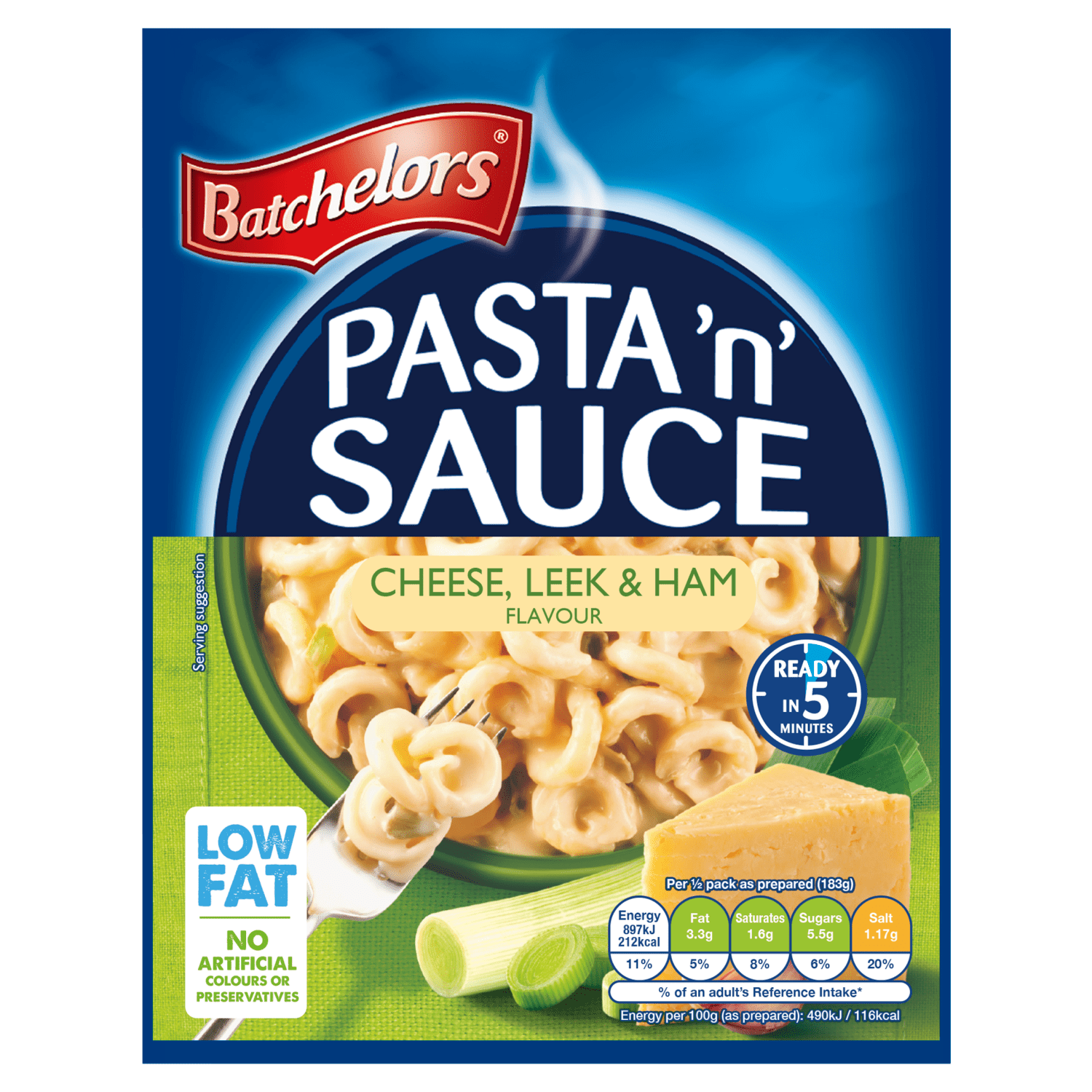 Batchelor's Pasta 'n' Sauce Cheese, Leek & Ham Flavour 99g - UK Food & Drink - 5000354405075