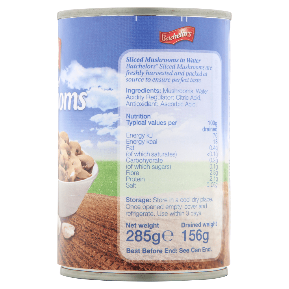 Batchelors Sliced Mushrooms in Water 285g - UK Food & Drink - 5000232886323