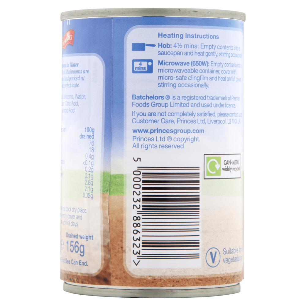 Batchelors Sliced Mushrooms in Water 285g - UK Food & Drink - 5000232886323