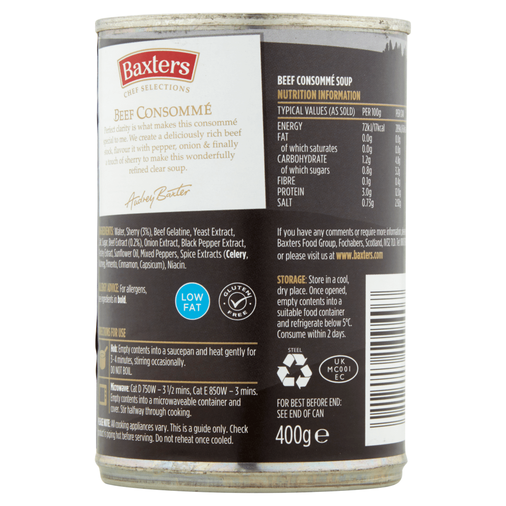 Baxters Chef Selections Beef Consomm√© with Cask Aged Sherry 400g - UK Food & Drink - 5012427109407