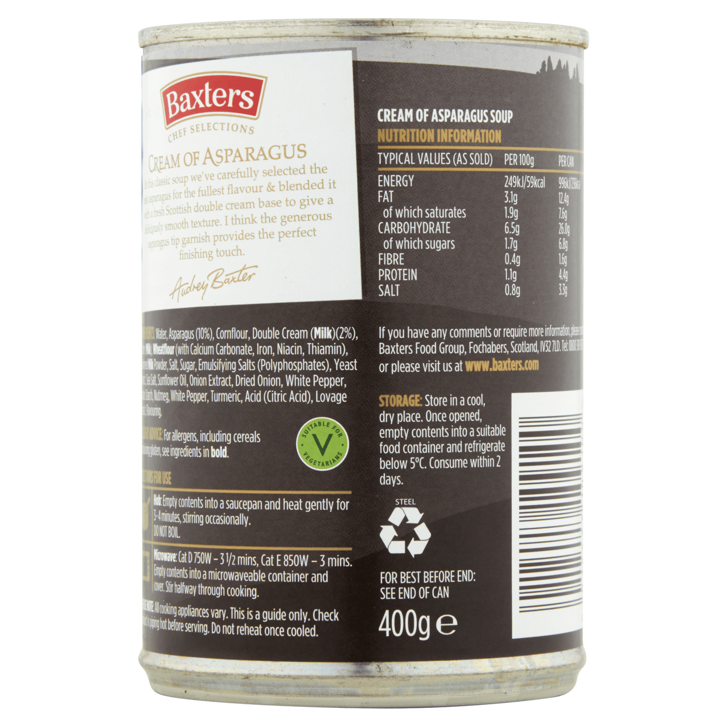 Baxters Chef Selections Cream of Asparagus with Fresh Double Cream 400g - UK Food & Drink - 5012427109100