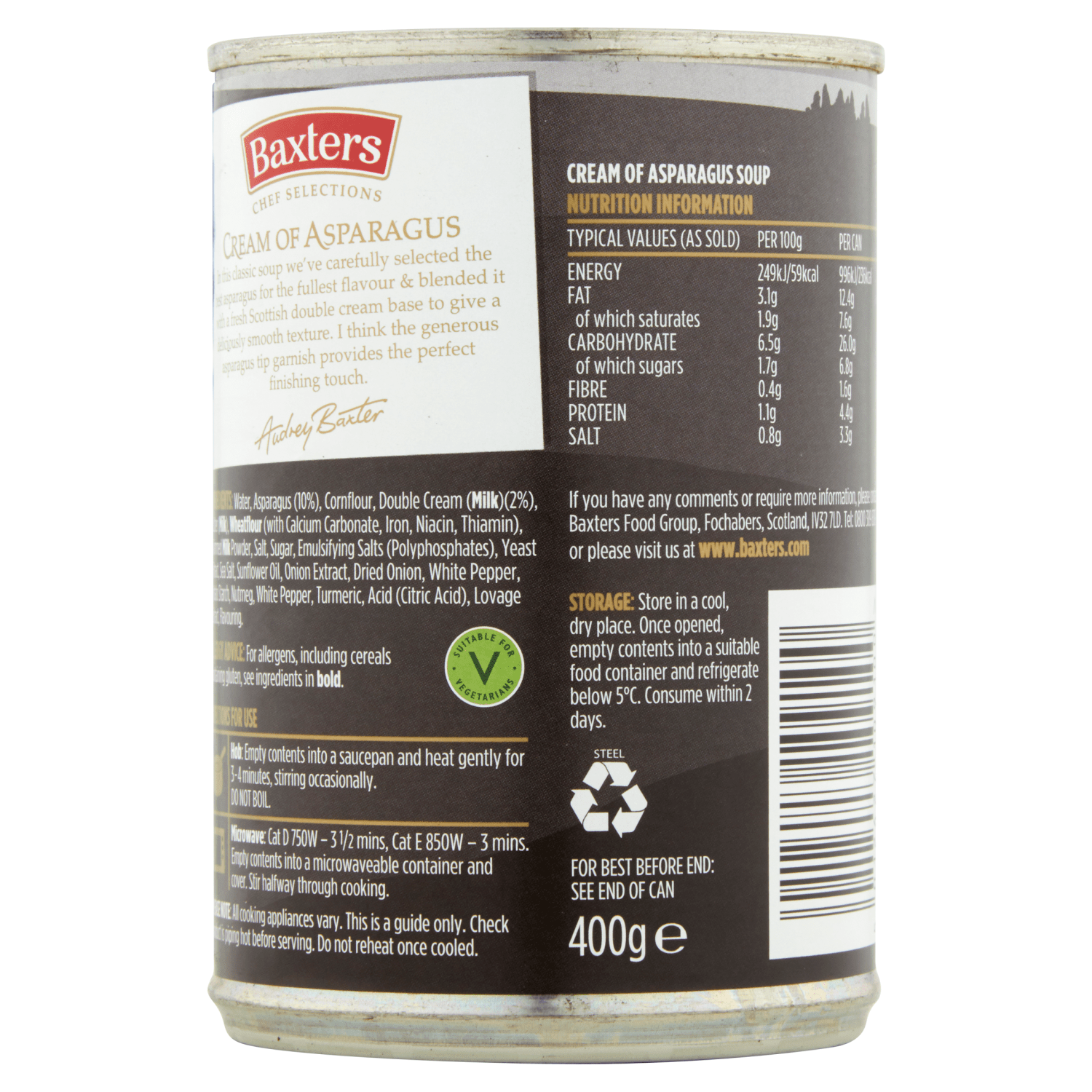 Baxters Chef Selections Cream of Asparagus with Fresh Double Cream 400g - UK Food & Drink - 5012427109100