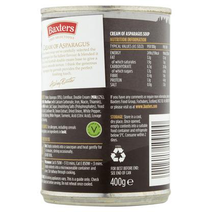 Baxters Chef Selections Cream of Asparagus with Fresh Double Cream 400g - UK Food & Drink - 5012427109100