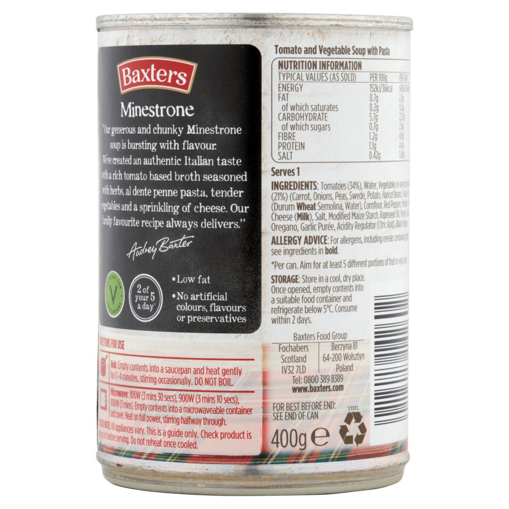Baxters Favourites Minestrone 400g - UK Food & Drink - 5012427142602