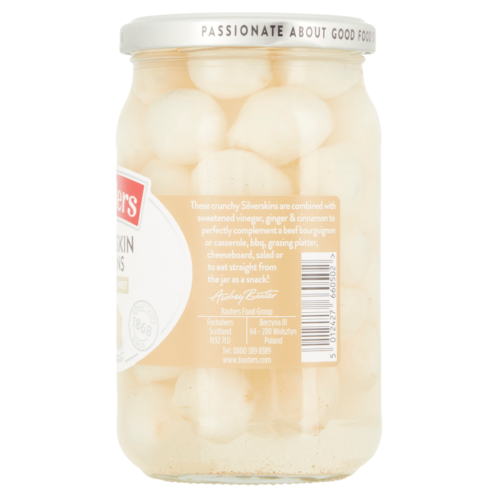 Baxters Silverskin Onions 440g - UK Food & Drink - 5012427660502