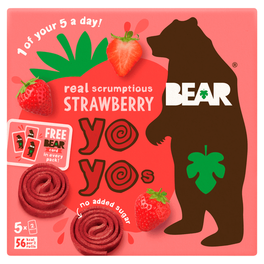 Bear Yoyos Real Fruit Scrumptious Strawberry 5 x 20g - UK Food & Drink - 5060139430364