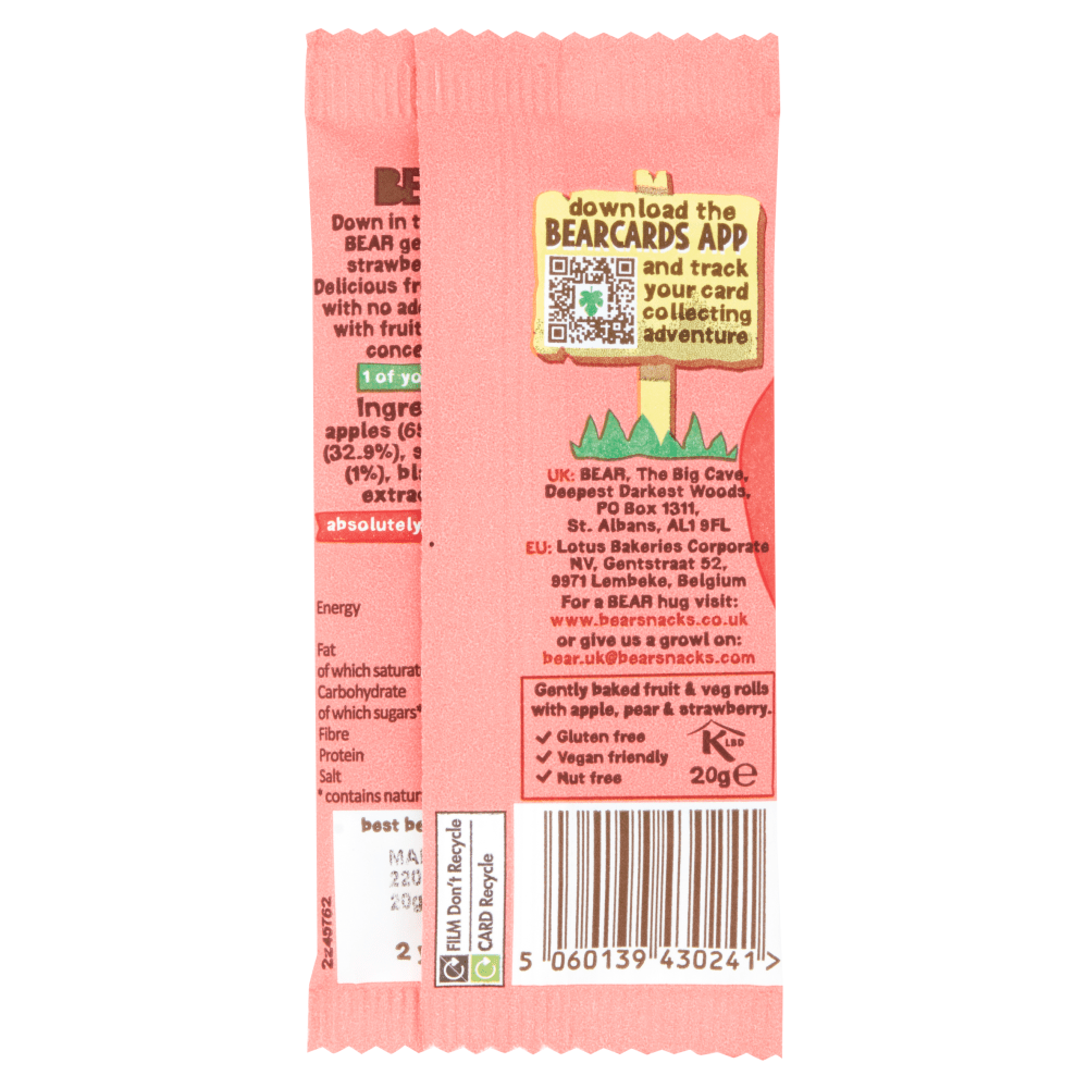 BEAR Yoyos Strawberry 20g - UK Food & Drink - 5060139430241