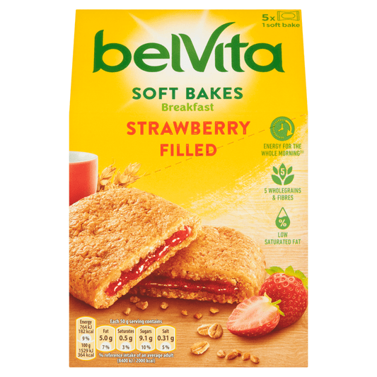 Belvita Breakfast Biscuits Soft Bakes Filled Strawberry 250g - UK Food & Drink - 7622210695406