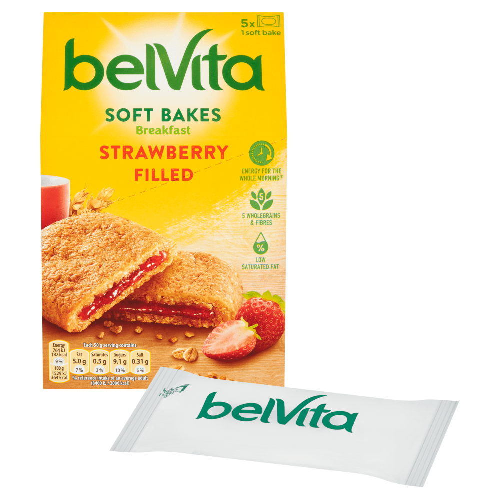 Belvita Breakfast Biscuits Soft Bakes Filled Strawberry 250g - UK Food & Drink - 7622210695406