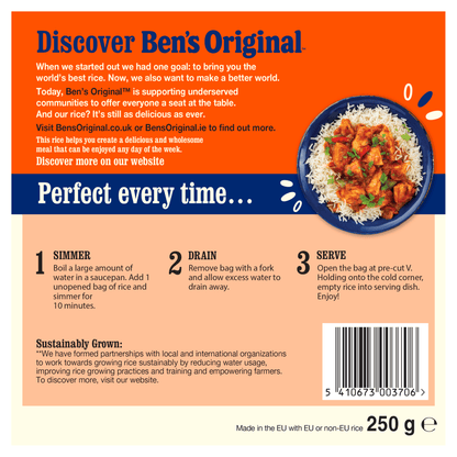 Ben's Original Boil - In - Bag Long Grain Rice 250g - UK Food & Drink - 5410673003706